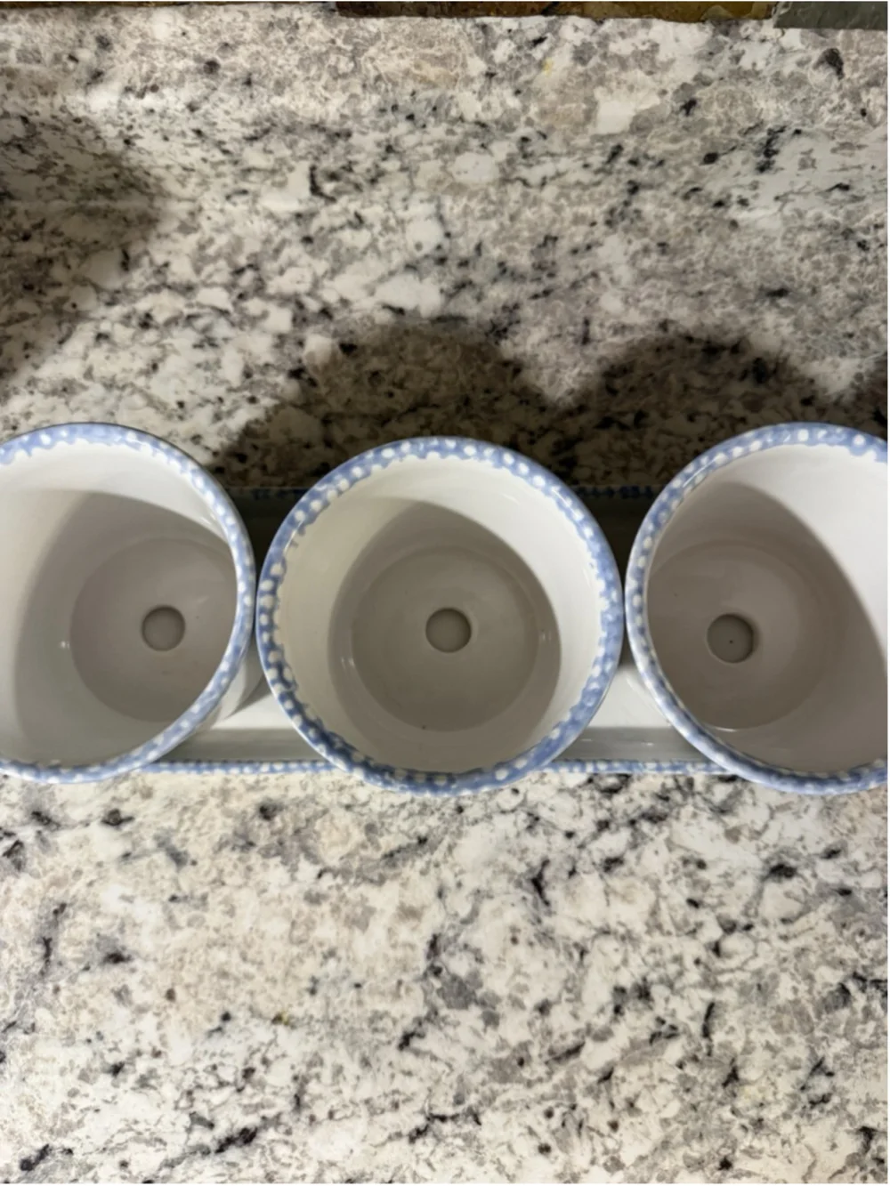 VTG Corning Corelle 3 Blue Heart Ceramic Window Planters with Tray Cottage